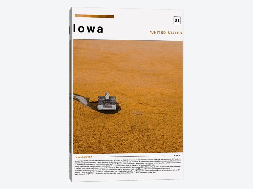 Iowa Poster Landscape by Paul Rommer 1-piece Canvas Wall Art
