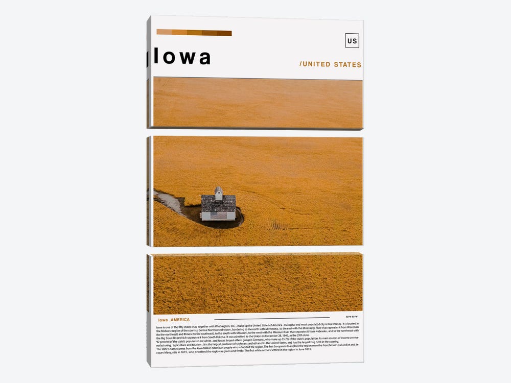 Iowa Poster Landscape by Paul Rommer 3-piece Canvas Artwork