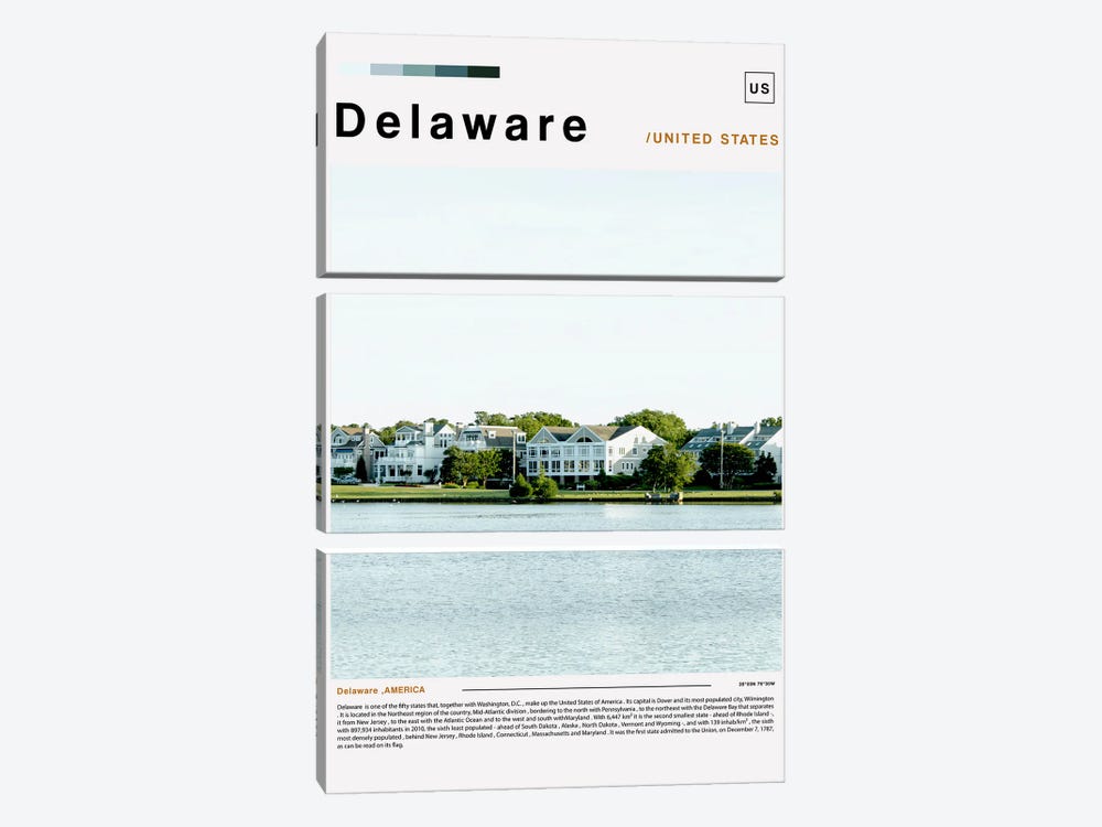 Delaware Poster Landscape by Paul Rommer 3-piece Canvas Wall Art