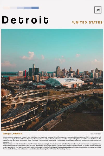 Detroit Poster Landscape by Paul Rommer framed wall art