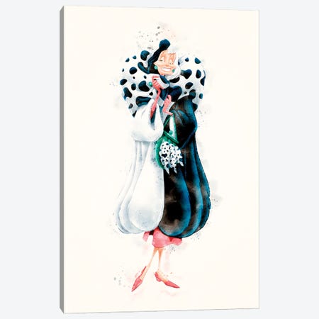 Cruella De Vil Watercolor Canvas Print #PUR6236} by Paul Rommer Art Print