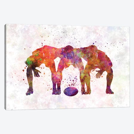 Rugby Men Players In Watercolor V Canvas Print #PUR623} by Paul Rommer Canvas Art