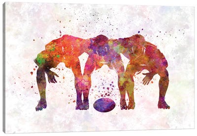 Rugby Men Players In Watercolor V Canvas Art Print
