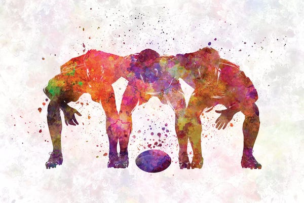 Paul Rommer: Rugby Men Players In Watercolor V by Paul Rommer