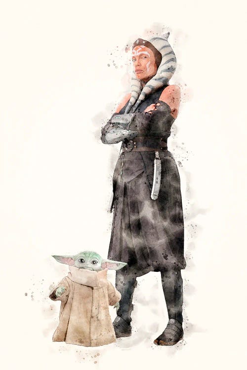 Ahsoka Tano And Baby Yoda Watercolor