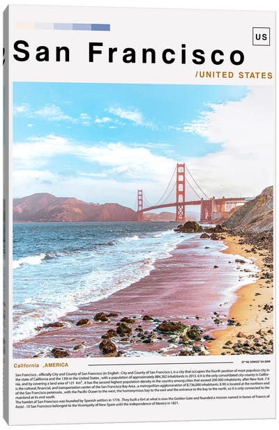 San Francisco Landscape Poster Canvas Art Print - San Francisco Travel Posters