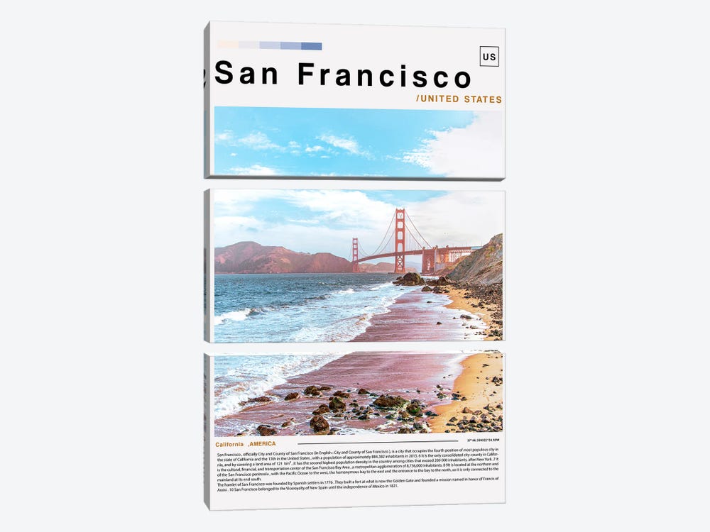 San Francisco Landscape Poster by Paul Rommer 3-piece Canvas Artwork