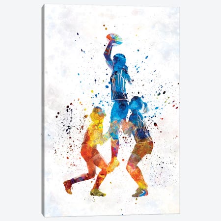Rugby Women In Watercolor I Canvas Print #PUR624} by Paul Rommer Art Print