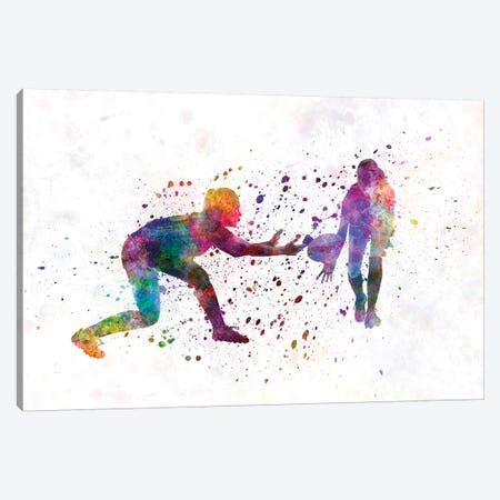 Rugby Women In Watercolor II Canvas Print #PUR625} by Paul Rommer Art Print