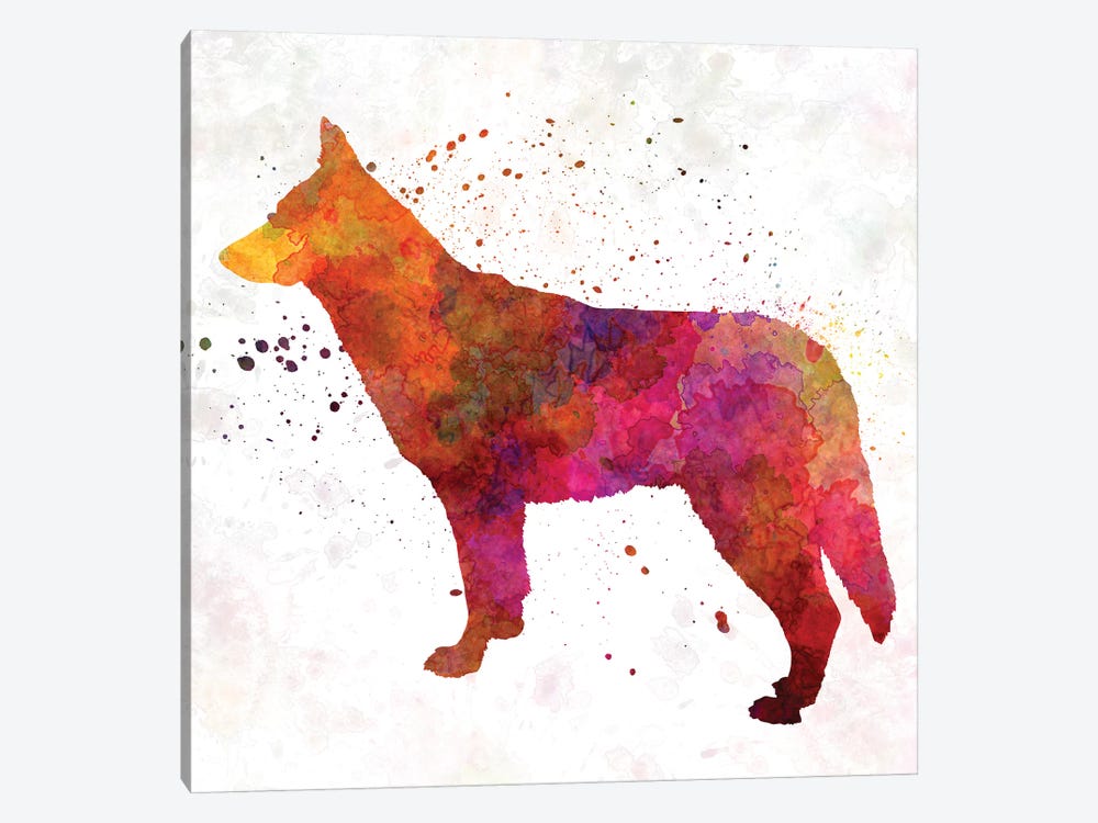 Saarloos Wolfdog In Watercolor by Paul Rommer 1-piece Canvas Artwork