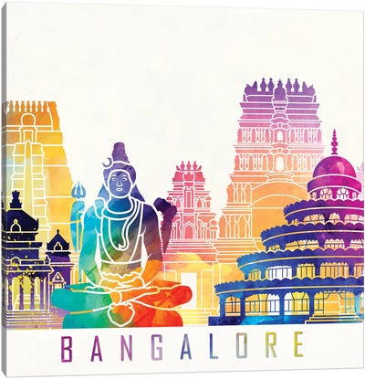 Bangalore Landmarks Watercolor Poster Canvas Art Print - India Art
