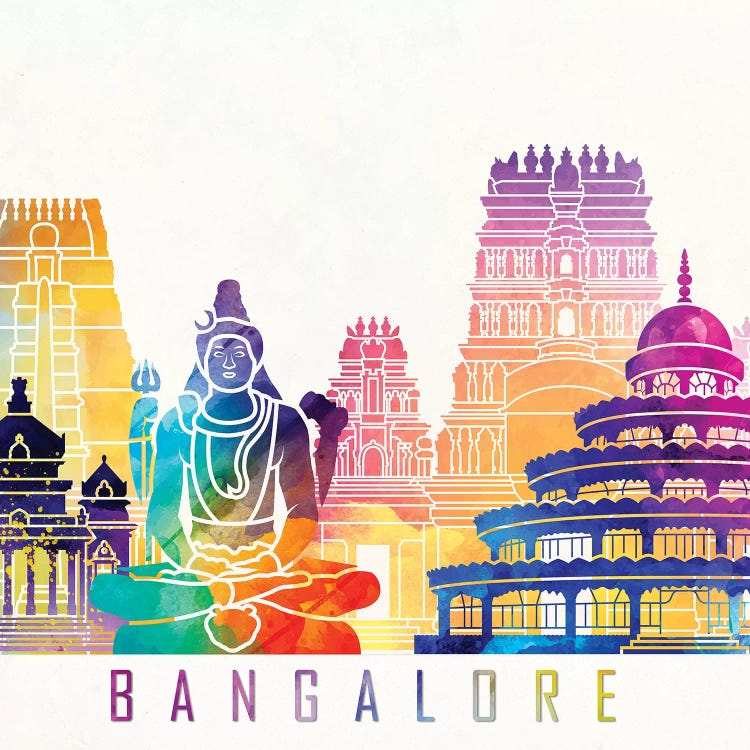 Bangalore Landmarks Watercolor Poster