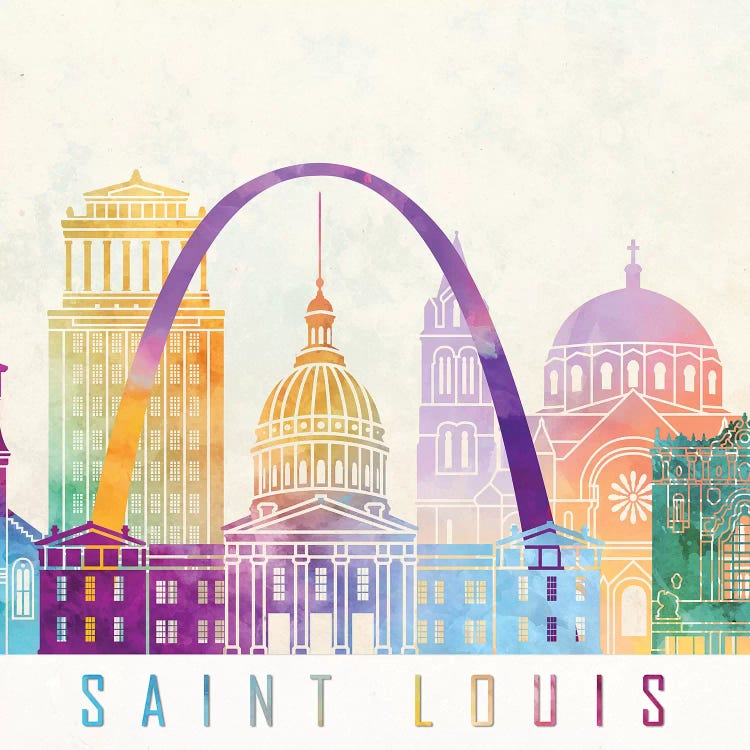 Saint Louis Landmarks Watercolor Poster