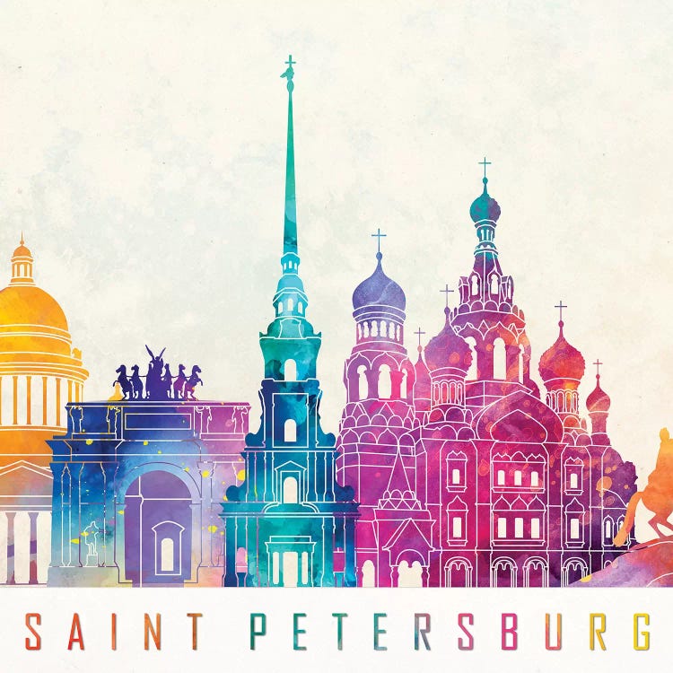 Saint Petersburg Landmarks Watercolor Poster