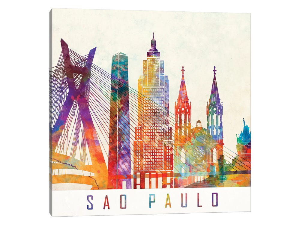 Sao Paulo Art Prnt, Brasil Travel Poster South America City Skyline  Watercolor Painting Cityscape 