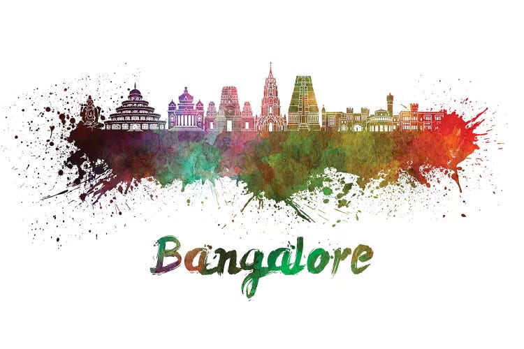 Bangalore Skyline In Watercolor