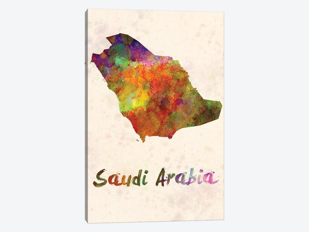 Saudi Arabia In Watercolor by Paul Rommer 1-piece Canvas Art Print