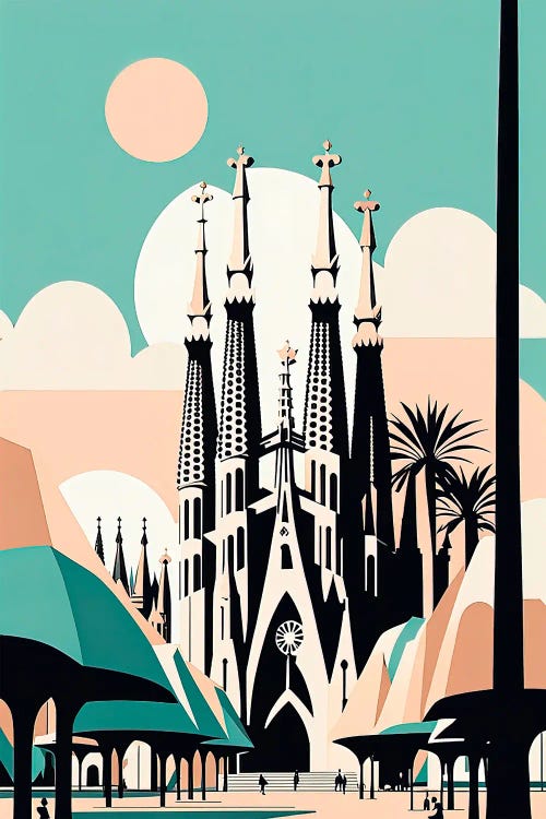 Barcelona V2 Vintage Poster