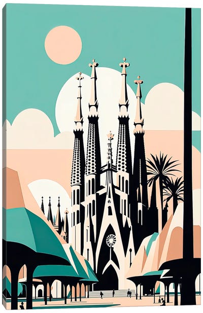Barcelona V2 Vintage Poster Canvas Art Print - Catalonia Art