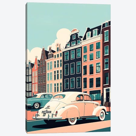 Amsterdam V2 Vintage Poster Canvas Print #PUR6440} by Paul Rommer Art Print