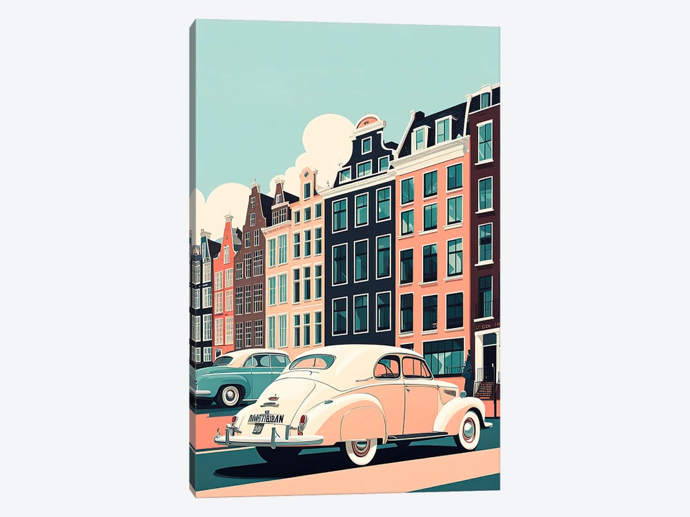 Amsterdam V2 Vintage Poster by Paul Rommer 1-piece Canvas Art Print