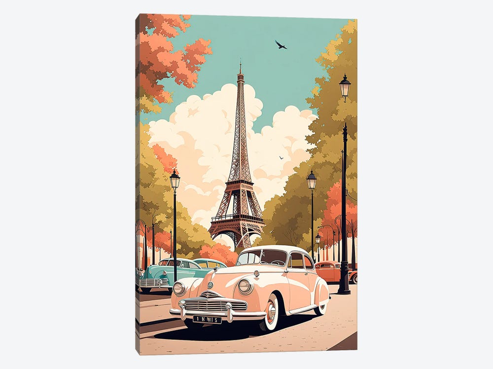 Paris V2 Vintage Poster by Paul Rommer 1-piece Canvas Art