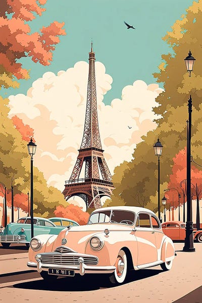 Canvas Print: Paris V2 Vintage Poster by Paul Rommer