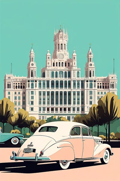 Madrid V2 Vintage Poster by Paul Rommer framed canvas print