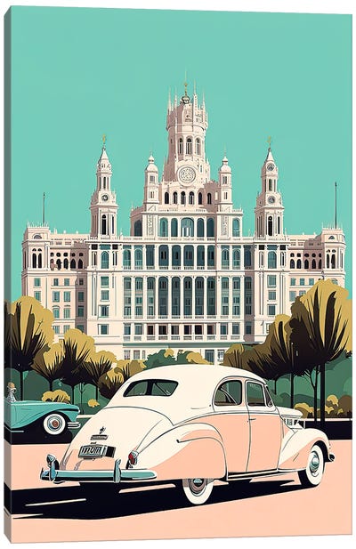 Madrid V2 Vintage Poster Canvas Art Print - Community Of Madrid Art
