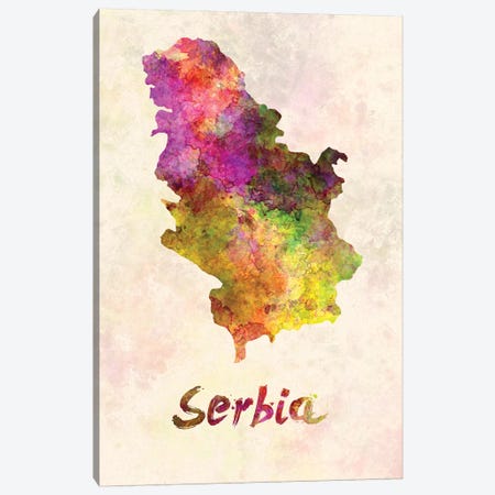 Serbia In Watercolor Canvas Print #PUR648} by Paul Rommer Canvas Wall Art