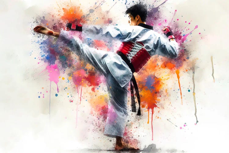 Taekwondo Martial Art In Watercolor