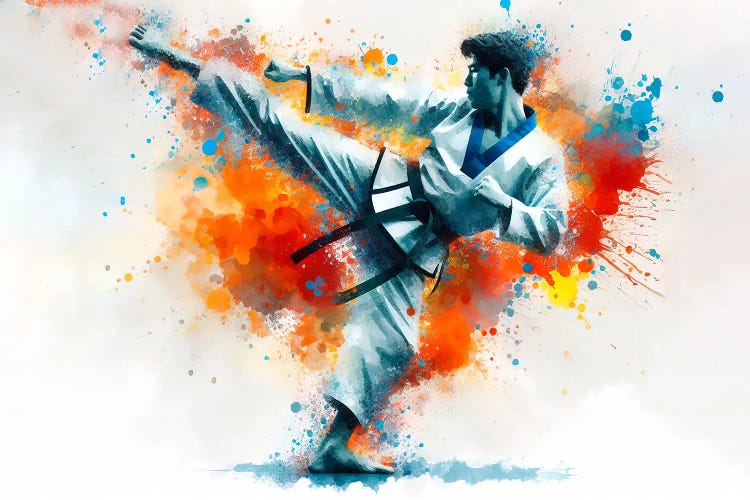 Taekwondo Martial Art In Watercolor II