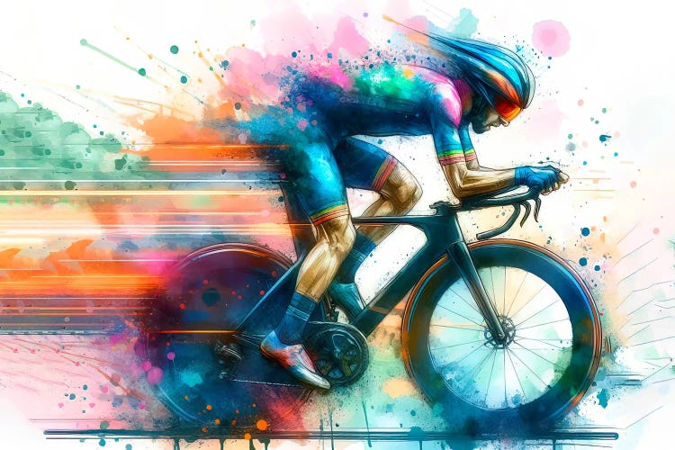 Cycling Runner In Watercolor III