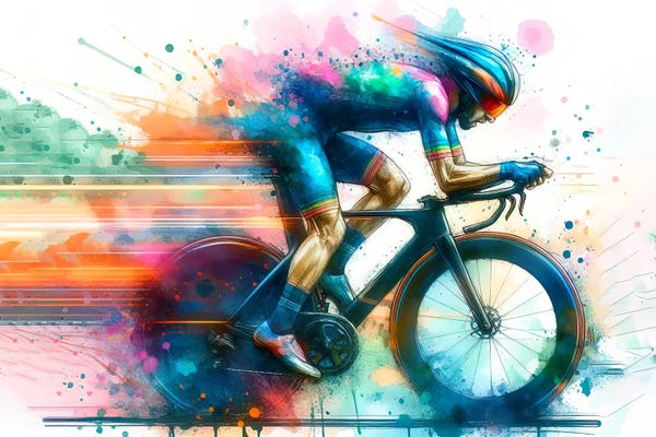 Cycling Runner In Watercolor III