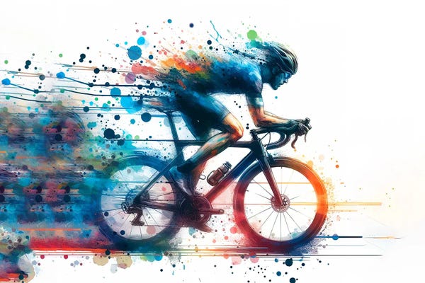 Paul Rommer: Cycling Runner In Watercolor IV by Paul Rommer