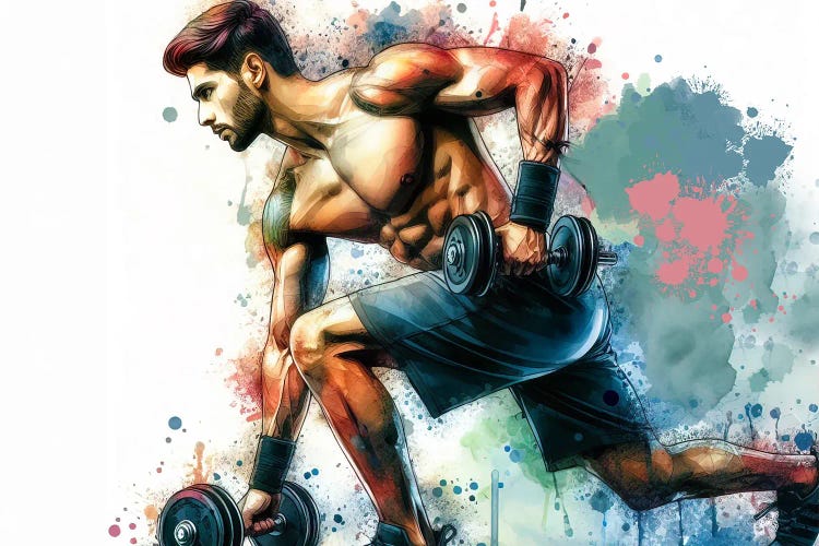 Exercise And Fitness In Watercolor. by Paul Rommer wall art