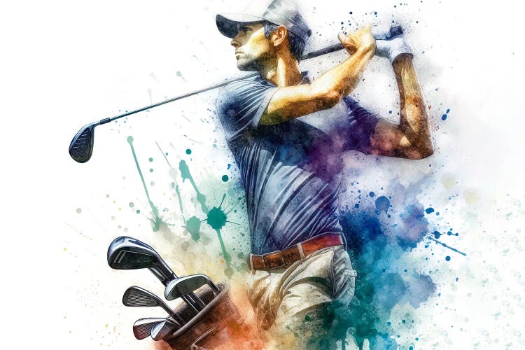 Watercolor Golf Player I