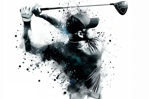 Paul Rommer: Watercolor Golf Player II by Paul Rommer