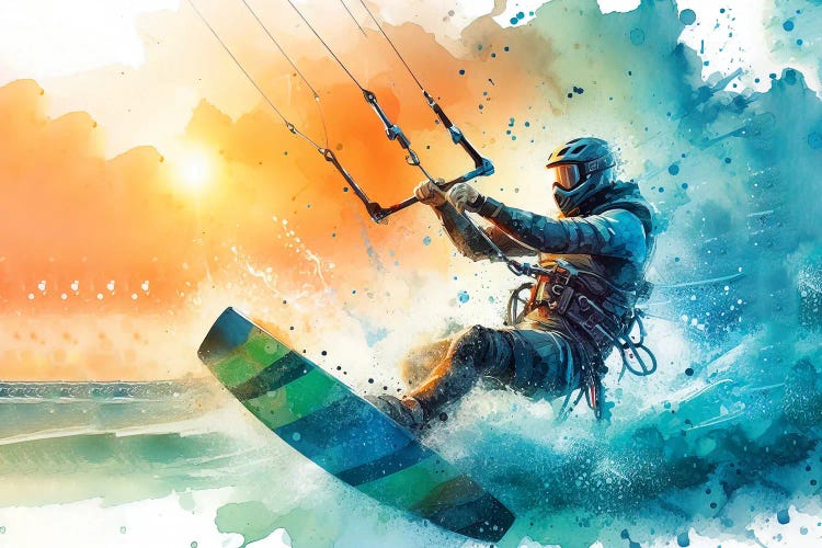 Kitesurf In Watercolor II