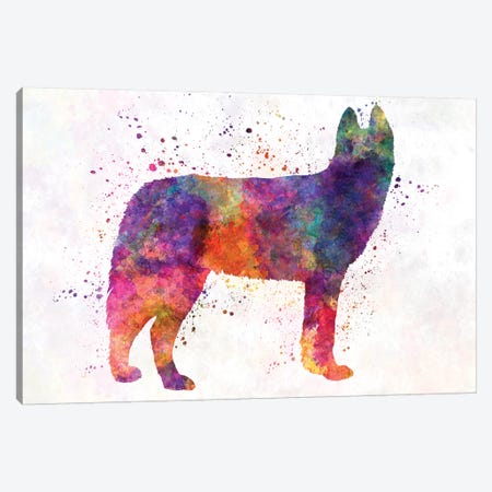 Siberian Husky In Watercolor Canvas Print #PUR657} by Paul Rommer Canvas Artwork