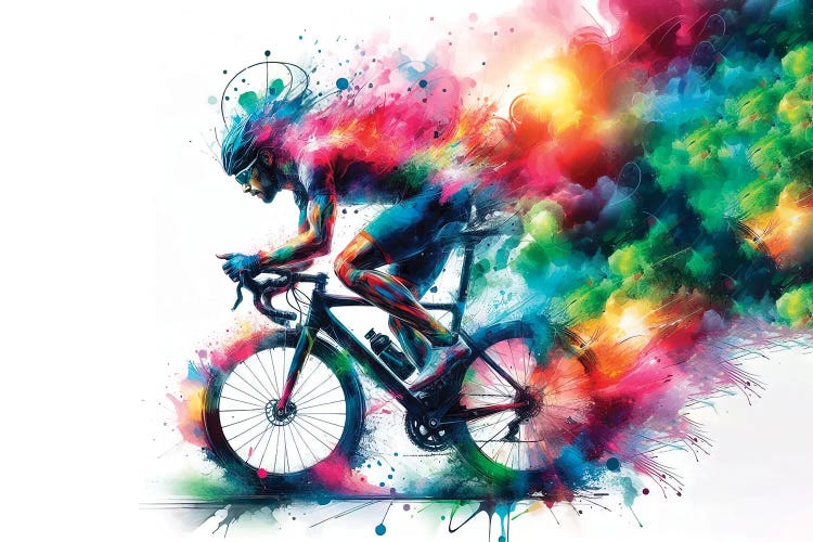 Cyclist In Watercolor II by Paul Rommer wall art