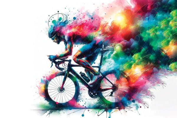 Cyclist In Watercolor II