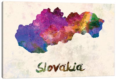 Slovakia In Watercolor Canvas Art Print - Paul Rommer