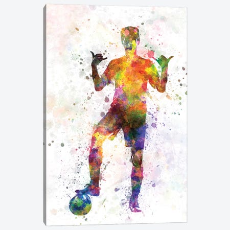 Soccer Football Player Young Man Saluting Canvas Print #PUR667} by Paul Rommer Canvas Art Print