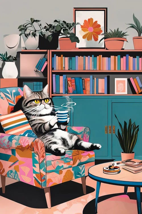 Coffee With Cat by Paul Rommer canvas print