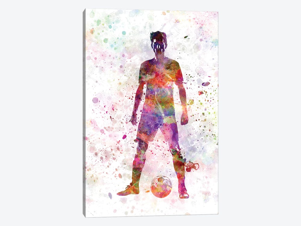 Soccer Football Player Young Man Standing Defiance by Paul Rommer 1-piece Art Print