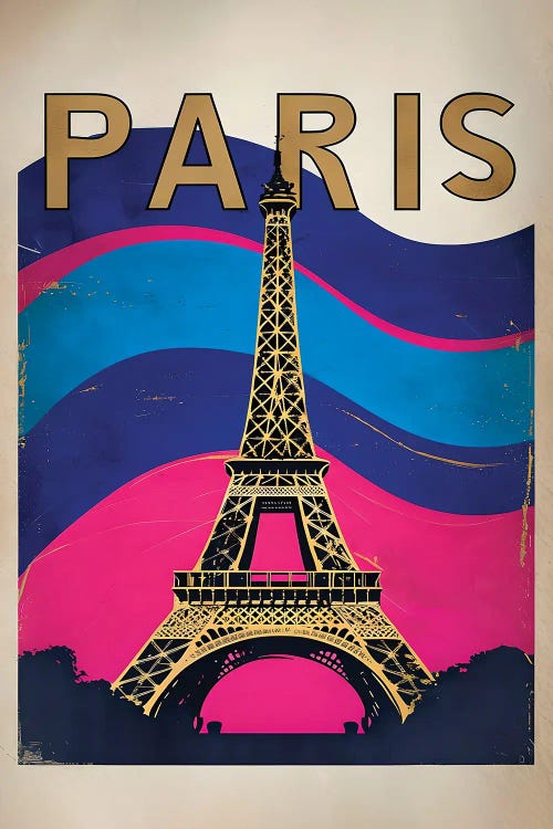 Paris Eiffel Tower Vintage Poster by Paul Rommer wall art