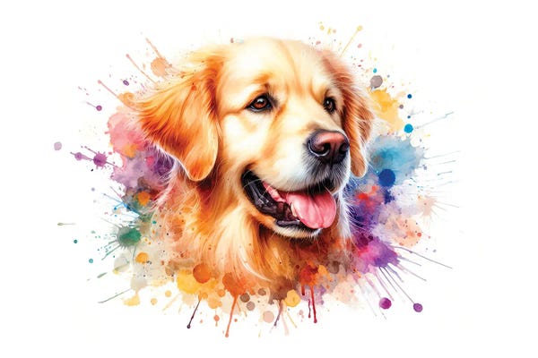 Golden Retrievers: Golden Retriever In Watercolor by Paul Rommer