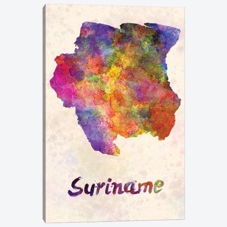 Suriname In Watercolor Canvas Print #PUR678} by Paul Rommer Canvas Art Print