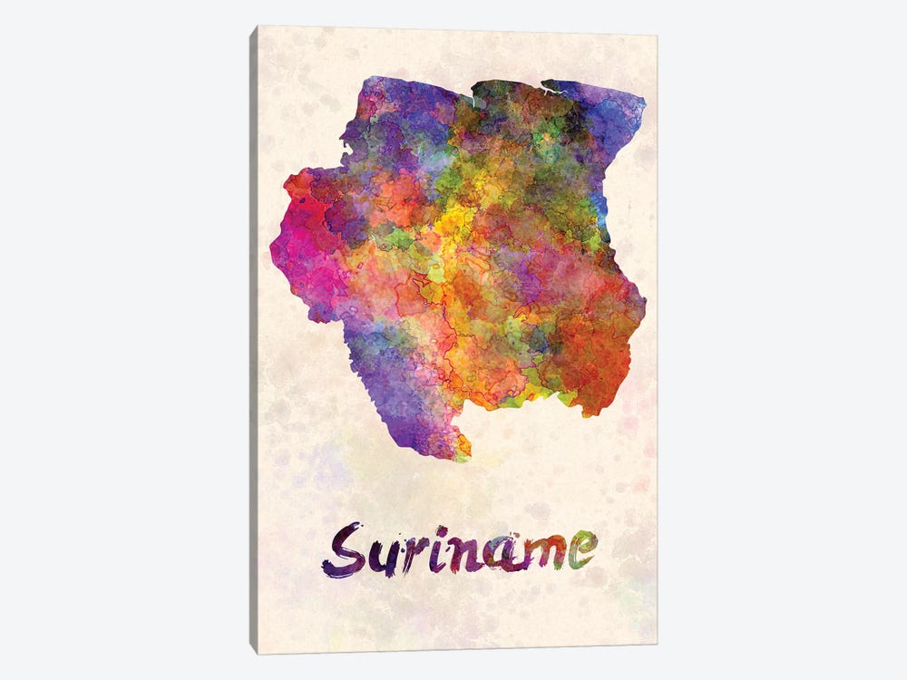 Suriname In Watercolor by Paul Rommer 1-piece Canvas Art